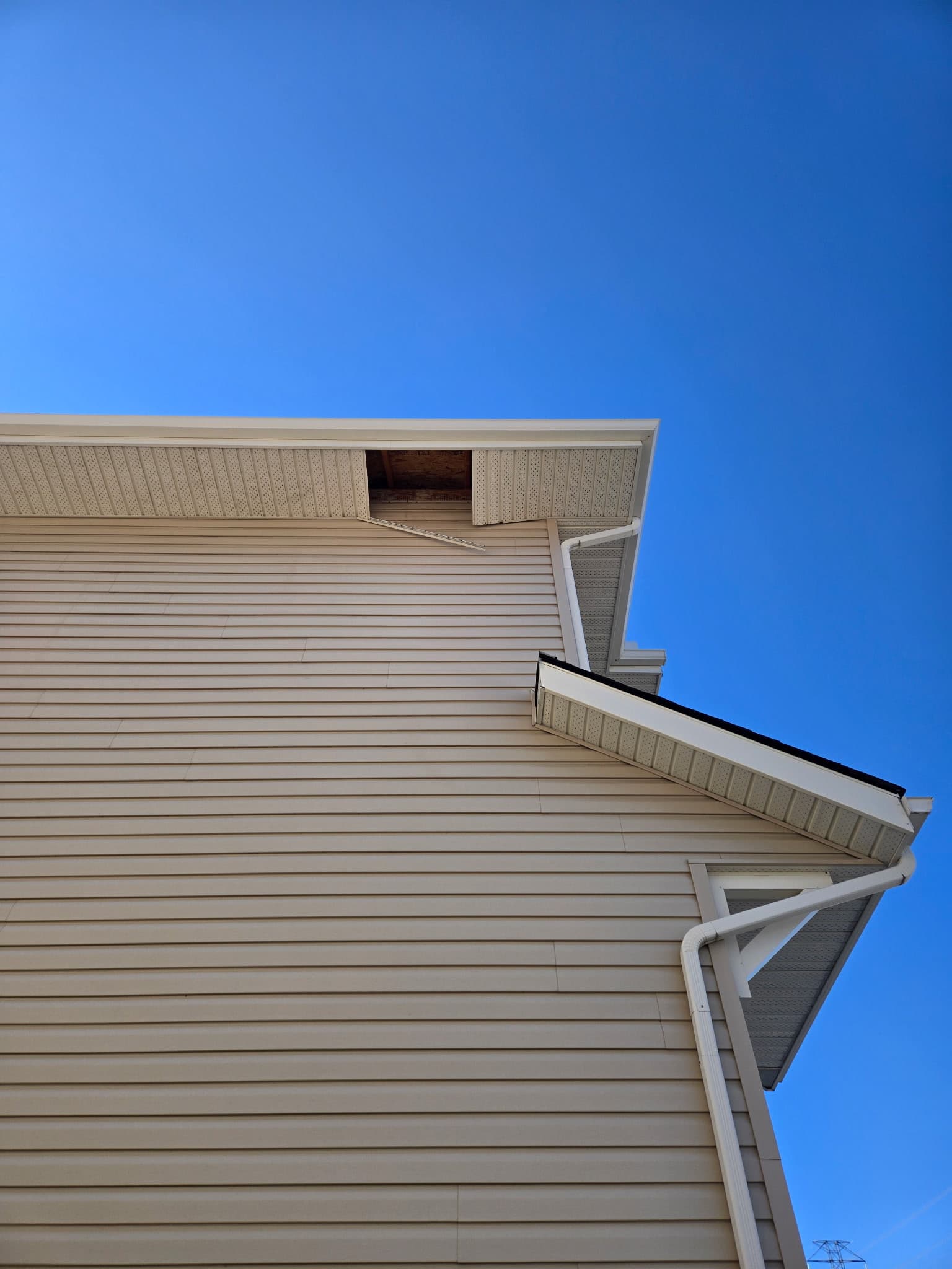Soffit damage from Calgary wind storm