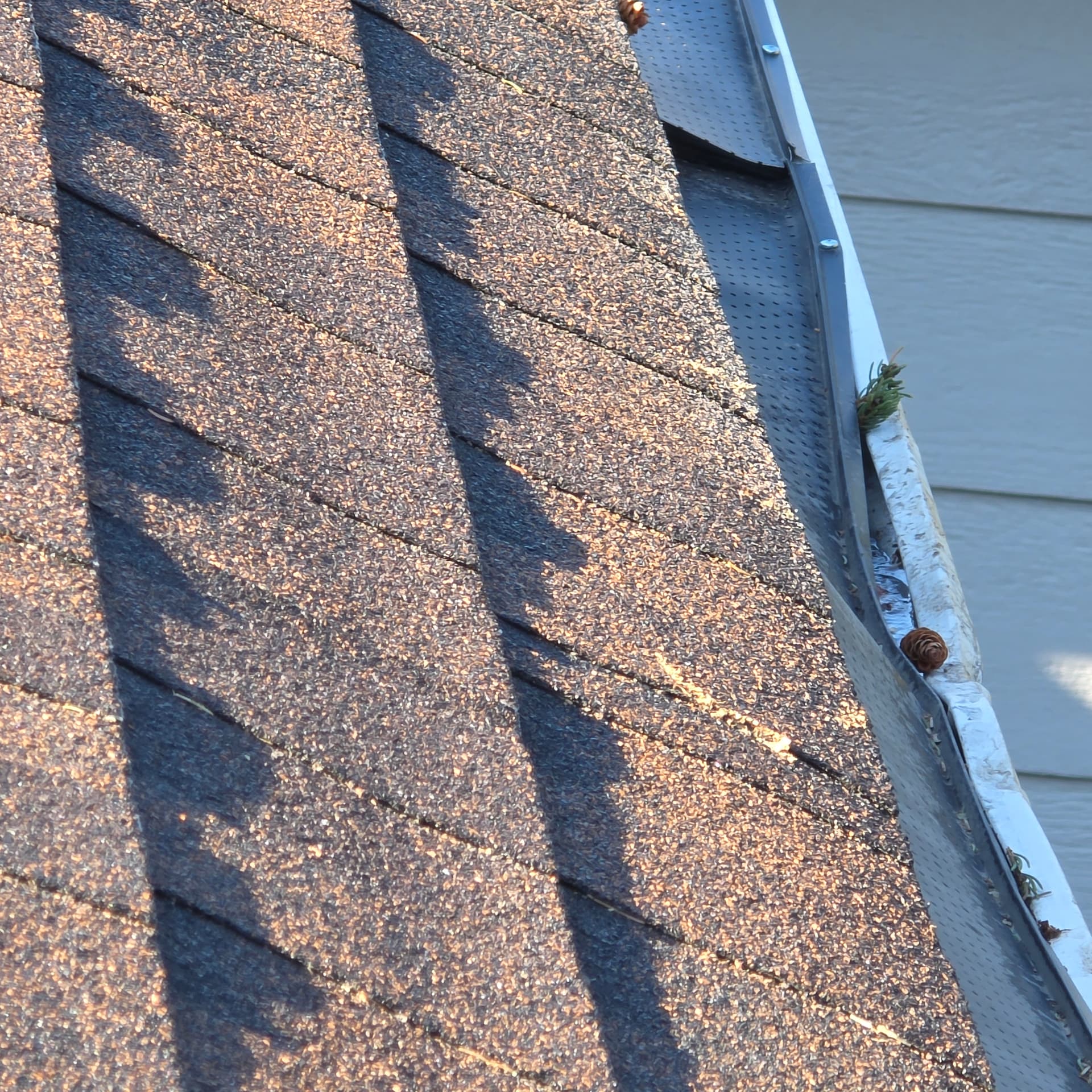 Damaged Calgary gutter and exterior after a storm